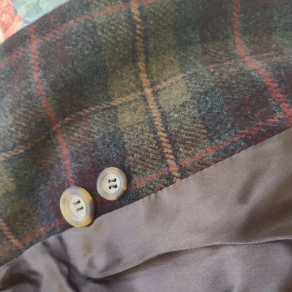 L.L.Bean Dark Plaid Wool Cashmere Jacket 14R Turkey RN71341 - Picture 14 of 14